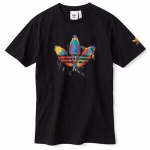 Adidas Originals colorful koi fish trefoil logo black graphic tee size Small
